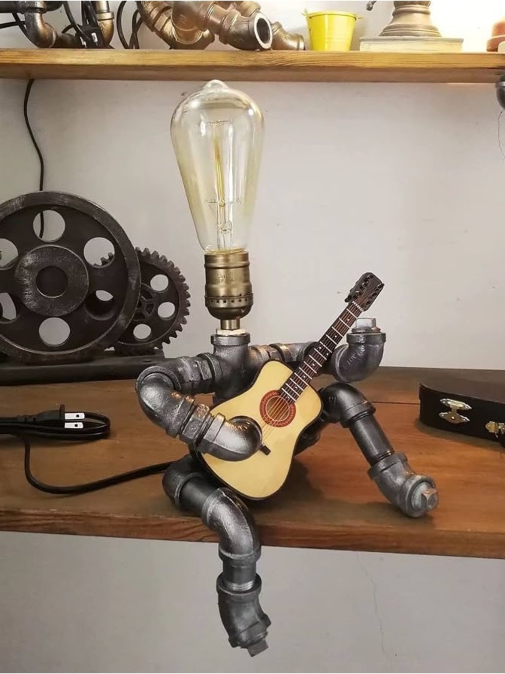 Steampunk Guitar Punk Robot Lamp Adjustable Lamp Vintage